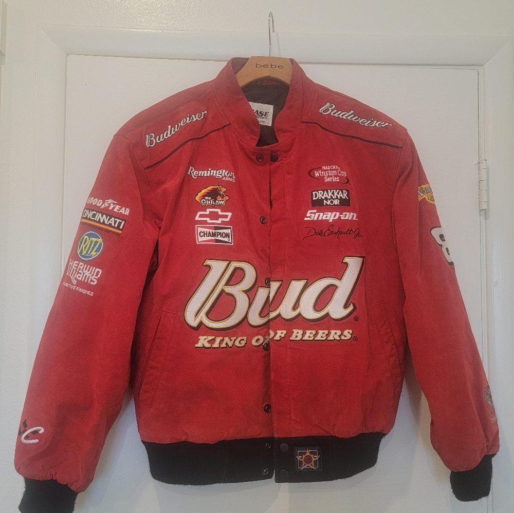 Vintage NASCAR Winston Cup Suede Dale Earnhardt Jr Budweiser Racing Jacket MensS